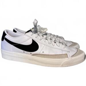 Nike Blazer Low 77 Womens White Black Leather Sneakers Casual Shoes Size 11